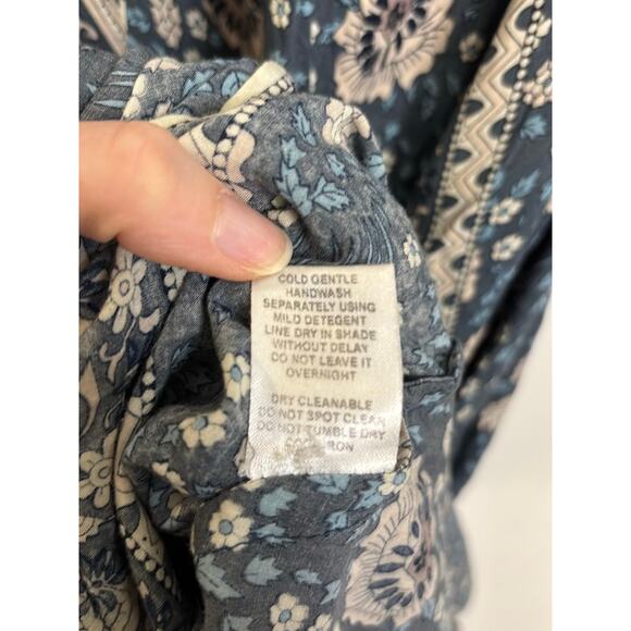 Natalie Martin Dress Womens Large Blue Floral Fiore Maxi V-Neck Rayon - Picture 5 of 5